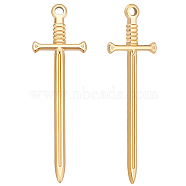 Beebeecraft 10Pcs 304 Stainless Steel Pendants, Sword Charm, Real 18K Gold Plated, 45x13.5x2mm, Hole: 1.8mm(STAS-BBC0001-58)
