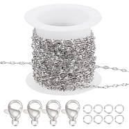 DIY Chain Bracelet Necklace Making Kit, Including 304 Stainless Steel Dapped Chains & Clasps & Jump Ring, Stainless Steel Color, Chain: 5m/bag(DIY-BBC0001-65)