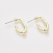 Alloy Stud Earring Findings, with Steel Pins and Loop, Light Gold, 23x11.5mm, Hole: 2mm, Pin: 0.7mm(PALLOY-S121-129)
