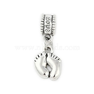 Rack Plating Brass European Dangle Charms, Footprint Large Hole Pendants, Lead Free & Cadmium Free, Antique Silver, 24mm, Hole: 4.5mm(KK-R200-16AS)