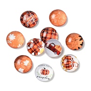 Glass Cabochons, Half Round/Dome, Pumpkin, 12x4.5mm, 10pcs/set(GLAA-B011-06)