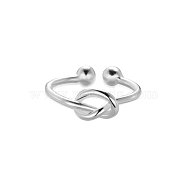 SHEGRACE Adjuestable Simple Elegant 925 Sterling Silver Cuff Rings, Open Rings, with Love Knot, Silver, 16mm(JR37A)