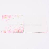 White Cardboard Earring Display Cards, Square with Flower Pattern, Pink, 2x2 inch(5x5cm)(DIY-WH0209-31)