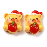 Christmas Theme Resin Cabochons, Bear, 22.5x16.5x9.5mm(RESI-R451-01F)