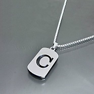 Titanium Steel Box Chain Necklaces, Rectangle with Letter C Pendant Necklaces (YT2090-3)