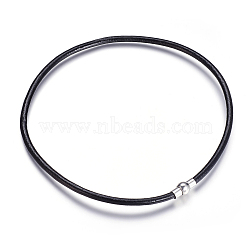 Necklace Making, Brass Magnetic Clasps with Leather Cord, Black, Platinum, 17.3 inch(44cm), 5mm(X-NJEW-P187-02)