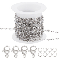 DIY Chain Bracelet Necklace Making Kit, Including 304 Stainless Steel Dapped Chains & Clasps & Jump Ring, Stainless Steel Color, Chain: 5m/bag(DIY-BBC0001-65)