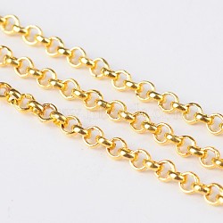 Iron Rolo Chains, Belcher Chain, Unwelded, Cadmium Free & Nickel Free & Lead Free, Golden, 2.5x1mm, about 328.08 Feet(100m)/roll(CH-S067-G-NR)
