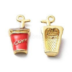 Zinc Alloy Pendants, with Enamel, Golden, Drink, 18x9x4mm, Hole: 1mm(ENAM-A144-01G-02)