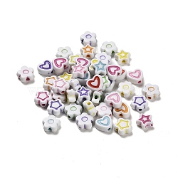 Acrylic Beads, Craft Style, Star, Mixed Color, 8~8.5x8.5~9x4mm, Hole: 1.8mm, about 2400pcs/500g(OACR-A030-01)