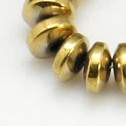 Non-Magnetic Synthetic Hematite Beads Strands, Grade A, Rondelle, Golden Plated, 4x2mm; about 172pcs/strand, 16 inch(X-G-C124-4x2mm-1)