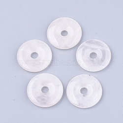 Natural Rose Quartz Pendants, Donut/Pi Disc, Donut Width: 12mm, 30x4.5~5.5mm, Hole: 6mm(G-S349-22C-01)