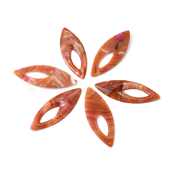 Cellulose Acetate(Resin) Pendants, Horse Eye, Sienna, 54x20x4.5mm, Hole: 2mm(KY-S013-077)