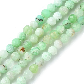 Natural Chrysoprase Beads Strands, Faceted, Round, 4mm, Hole: 0.8~1mm, about 103~105pcs/strand, 15.35~15.55 inch(39~39.5cm)