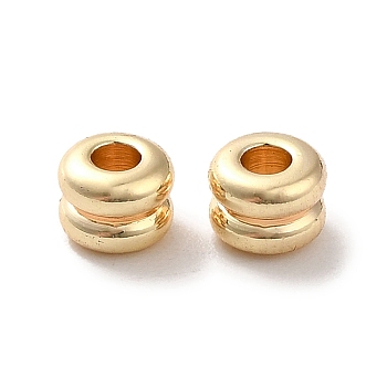 Brass Beads, Grooved Beads, Column, Real 18K Gold Plated, 4x3mm, Hole: 1.6mm