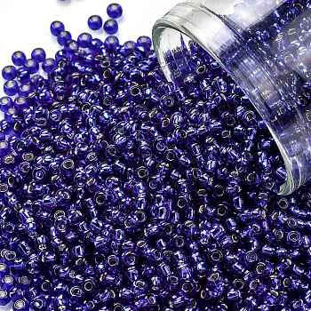 TOHO Round Seed Beads, Japanese Seed Beads, (28) Silver Lined Cobalt, 11/0, 2.2mm, Hole: 0.8mm, about 5555pcs/50g