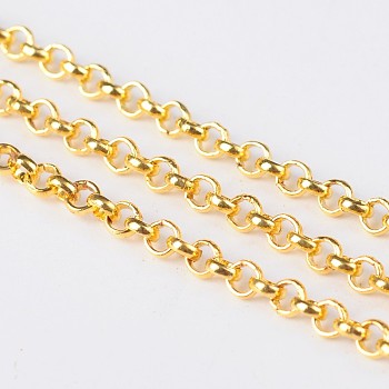 Iron Rolo Chains, Belcher Chain, Unwelded, Cadmium Free & Nickel Free & Lead Free, Golden, 2.5x1mm, about 328.08 Feet(100m)/roll