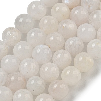 Natural Rainbow Moonstone Beads Strands, Round, White, 8mm