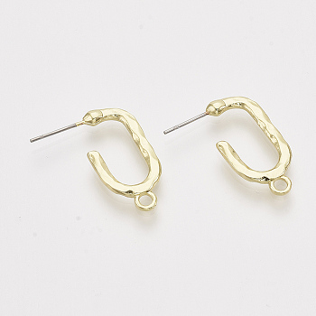 Alloy Stud Earring Findings, with Steel Pins and Loop, Light Gold, 23x11.5mm, Hole: 2mm, Pin: 0.7mm
