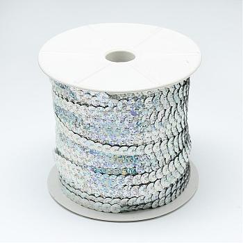 Plastic Paillette Beads, Sequins Beads, Ornament Accessories, Flat Round, White, 4mm, about 100yards/roll
