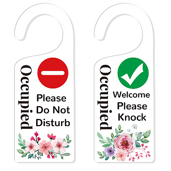 Acrylic Notice Door Hanger Sign, Public Warning Sign, Please Wash Your Hands, Word, 240x90x5mm, 2pcs/set