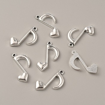 Tibetan Style Alloy Pendants, Musical Note, Antique Silver, 26x15x3mm, Hole: 1.2mm