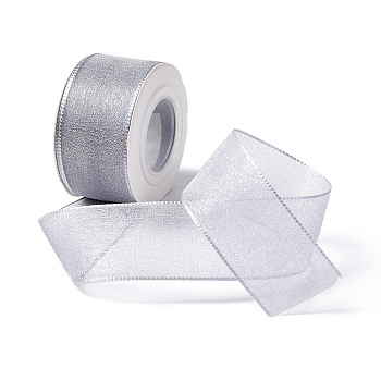 10 Yards Polyester Chiffon Ribbon, for DIY Jewelry Making, Silver, 1- inch(25.5mm)
