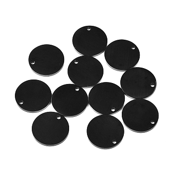304 Stainless Steel Charms, Polished, Stamping Blank Tag, Laser Cut, Flat Round, Electrophoresis Black, 12x1mm, Hole: 1.2mm