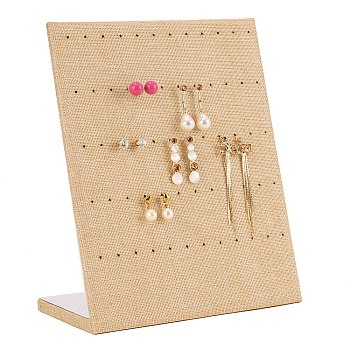 Rectangle Linen Slant Back Earring Display Stands, Jewelry Organizer Holder for Earring Storage, BurlyWood, 20x25cm