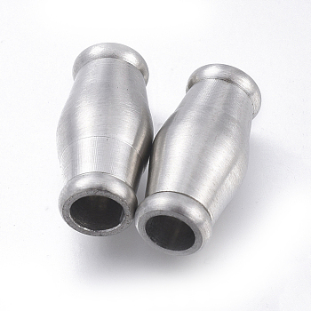 304 Stainless Steel Magnetic Clasps with Glue-in Ends, Column, Stainless Steel Color, 21x10x10mm, Hole: 5mm