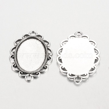 Oval Tibetan Style Alloy Cabochon Connector Settings(PALLOY-K112-15AS-RS)-2