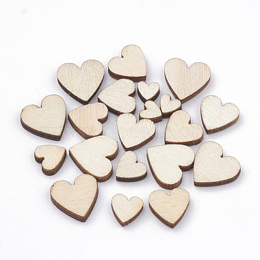 6mm BlanchedAlmond Heart Wood Beads
