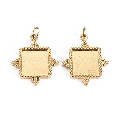 Real 14K Gold Plated Square 316 Surgical Stainless Steel Pendants