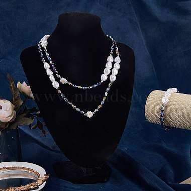 3Pcs Natural Shell & Plastic Pearl Flower & Glass Beaded Necklaces and Stretch Bracelet Set(SJEW-SW00010-01)-3