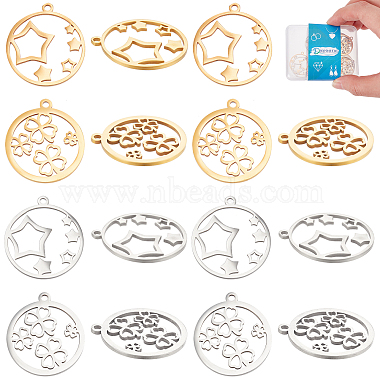 Golden & Stainless Steel Color Mixed Shapes 201 Stainless Steel Pendants