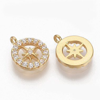 Brass Micro Pave Clear Cubic Zirconia Charms(ZIRC-Q021-032G-NF)-2