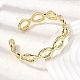 Brass Oval Link Cuff Bangles for Women(BJEW-K274-15G)-3