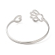 женские браслеты-манжеты из нержавеющей стали с полым принтом собачьей лапы и сердечком 304(BJEW-L682-015P)-2