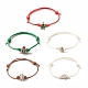 5Pcs 5 Style Christmas Tree & Snowflake & Reindeer & Santa Claus Alloy Beaded Cord Bracelets Set(BJEW-JB08112)-1