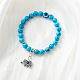 Synthetic Turquoise Stretch Bracelet with Evil Eye Charms(SM1499-4)-1