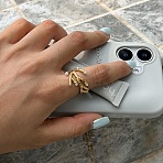 Ocean 304 Stainless Steel Cuff Open Rings, with Plastic Imitation Pearls, Coral Shape, Golden, 18mm, Inner Diameter: 17mm(SA-CBA183D-07G)