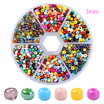 60G 6 Styles Round Glass Seed Beads, Mixed Color, 2.5~3.5x2~2.5mm, Hole: 0.8~1mm, 10g/style(SEED-YW0002-67)