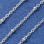 304 Stainless Steel Cable Chains, Satellite Chains, Soldered, with Spool, Silver, 1.5x1.3x0.2mm(SA-CBA4160-13S)