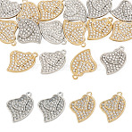 16Pcs 2 Colors Alloy Rhinestone Pendants, Heart, Platinum & Golden, 23.5x17x2.5mm, Hole: 1.5mm, 8pcs/color(FIND-TA0010-25)