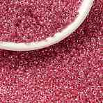 MIYUKI Round Rocailles Beads, Japanese Seed Beads, (RR208) Carnation Pink Lined Crystal, 8/0, 3mm, Hole: 1mm, about 2111~2277pcs/50g(SEED-X0055-RR0208)