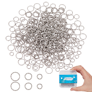 360Pcs 3 Styles 304 Stainless Steel Jump Rings, Open Jump Rings, Twisted, Round Ring, Stainless Steel Color, 6~10x1mm, 18 Gauge, Inner Diameter: 4~8mm, 120pcs/style(STAS-DC0011-98)