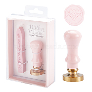 Plastic Paper Box DIY Scrapbook, Brass Wax Seal Stamp, Wood Handle and Candle, Pink, 12.5x8.5x3.5cm(DIY-WH0155-68A)