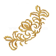 Polyester Computerized Embroidery Sew on Cloth Patches, Appliques, Badges, for Clothes, Dress, Flower, Gold, 170x65x1mm(PATC-WH0001-02)