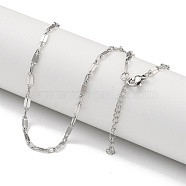 304 Stainless Steel Dapped Chain Necklaces, Stainless Steel Color, 17.72 inch(45cm)(NJEW-H043-05P)