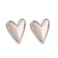 Brass Heart Stud Earrings for Women, Real Platinum Plated, 19.5x17.5mm, Pin: 0.6mm(EJEW-C008-26P)